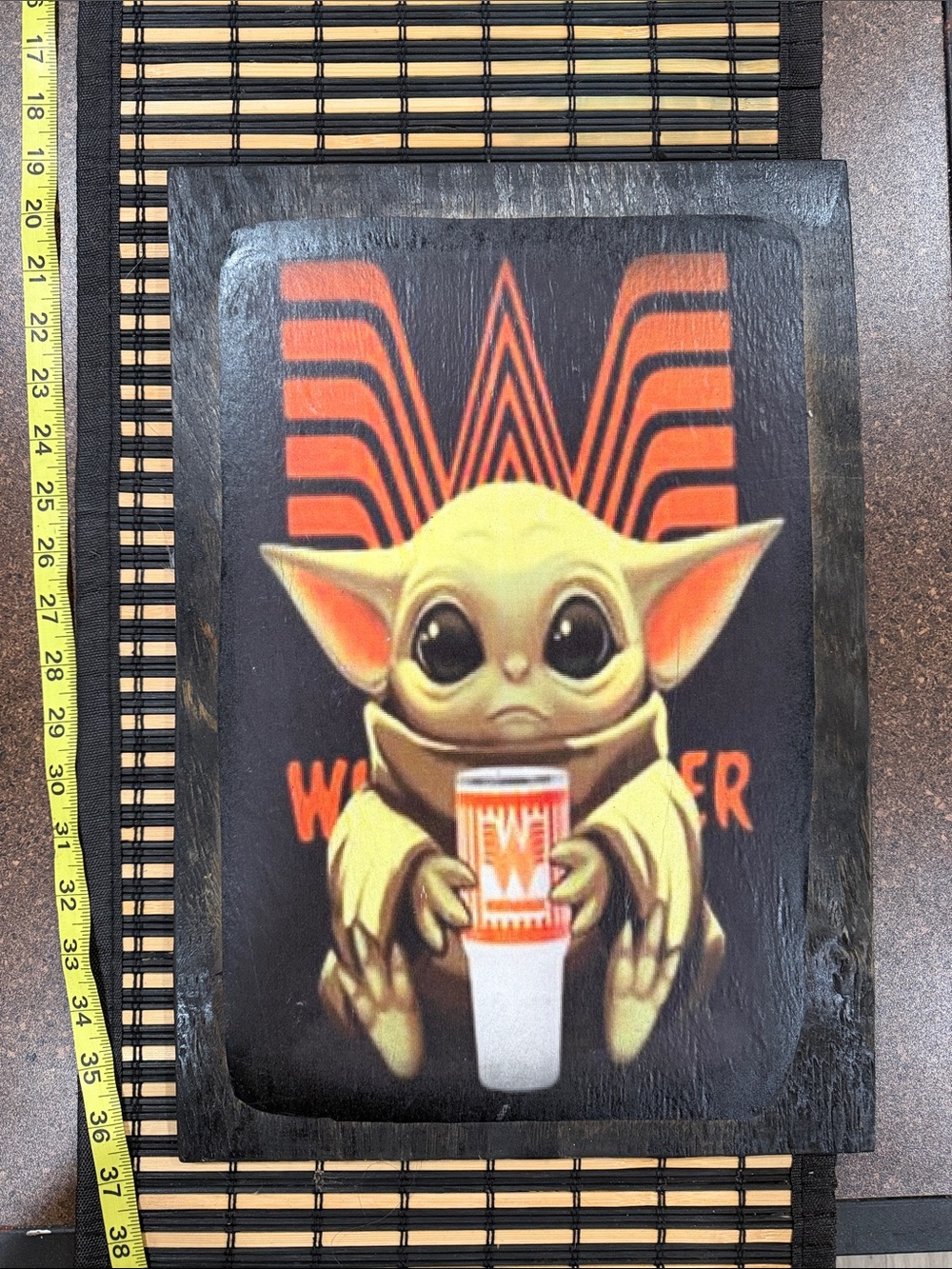 Baby Yoda Whataburger Wall Art - Black & Orange